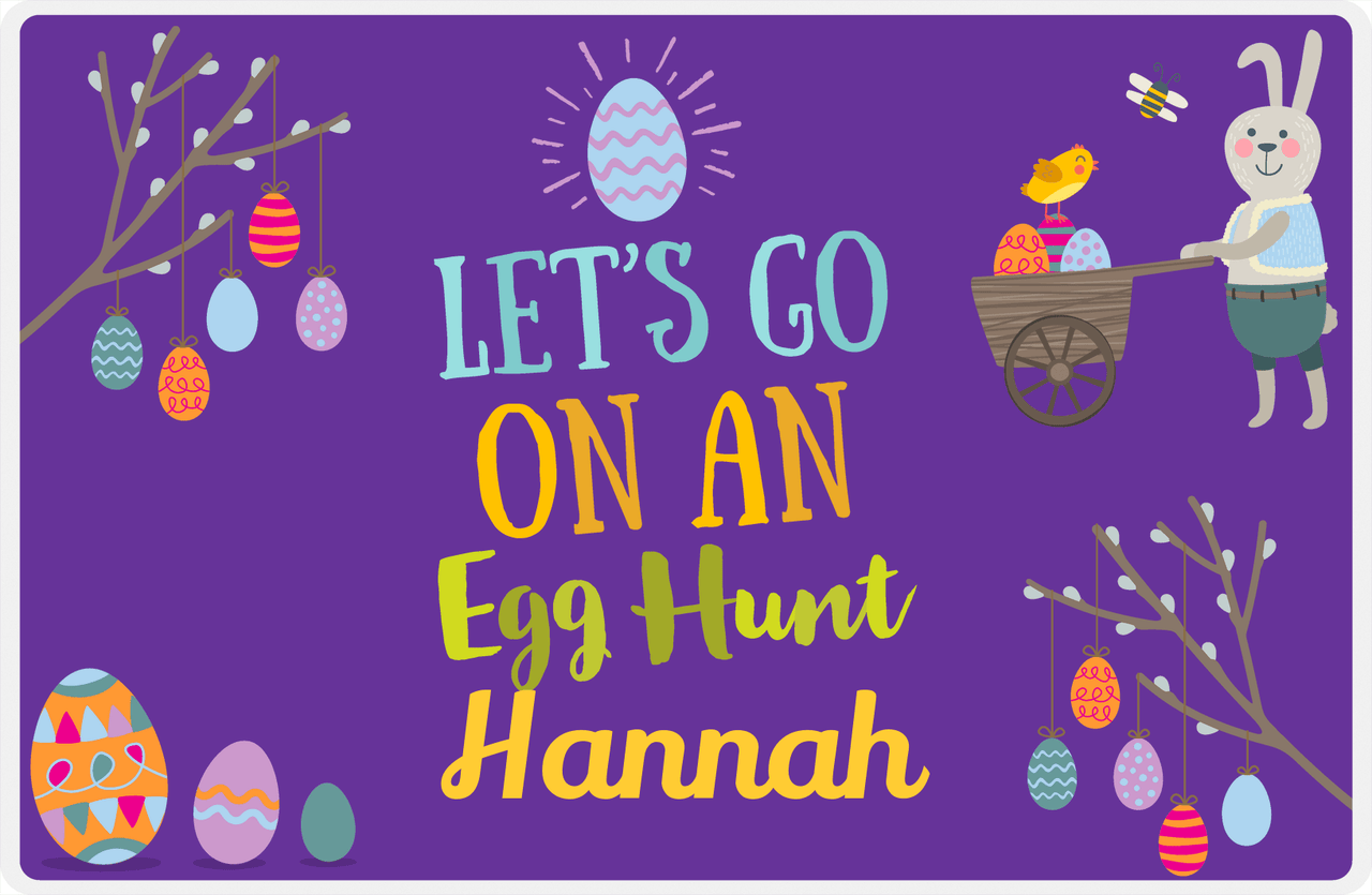 Personalized Easter Placemat IX - Egg Hunt - Purple Background -  View