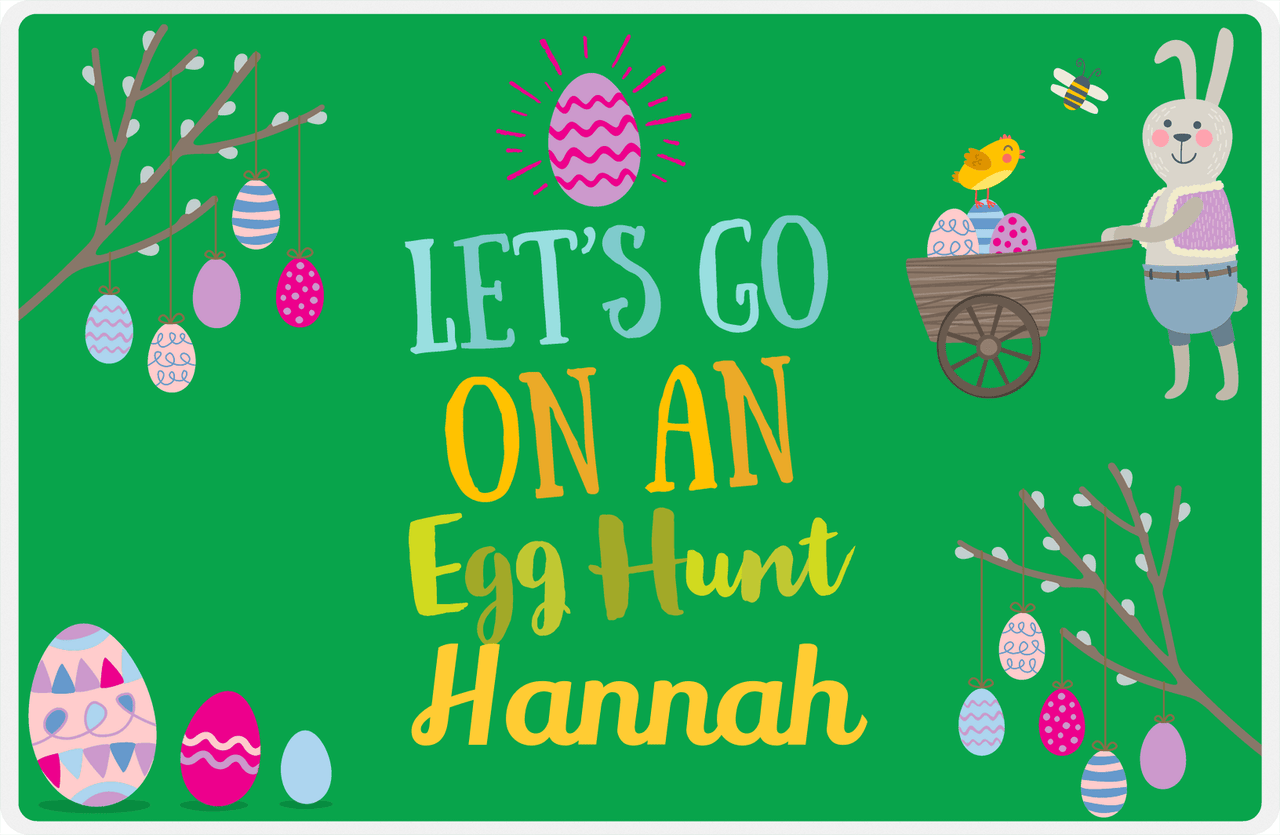 Personalized Easter Placemat IX - Egg Hunt - Green Background -  View