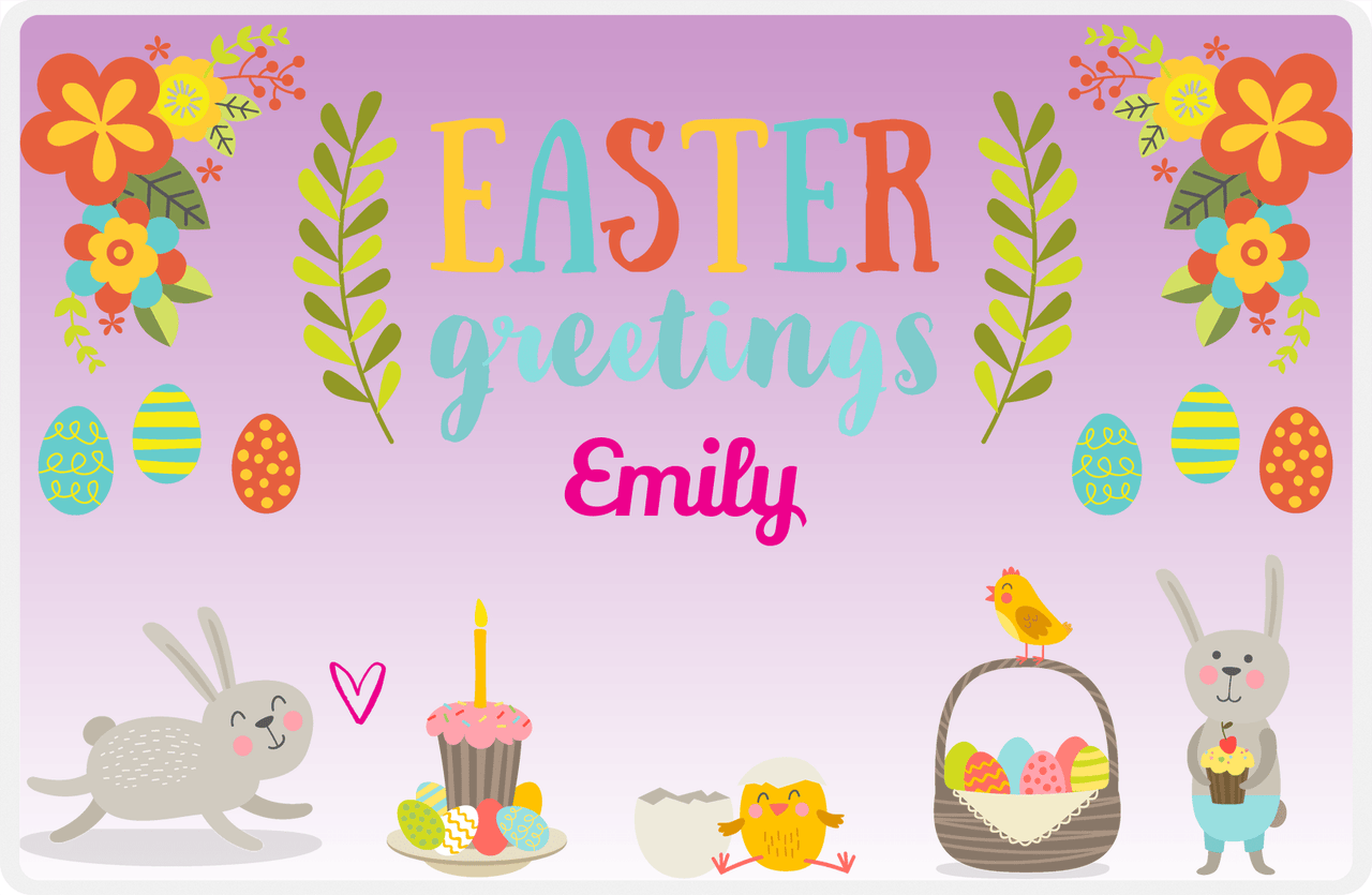 Personalized Easter Placemat X - Easter Greetings - Purple Background -  View