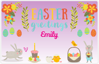 Thumbnail for Personalized Easter Placemat X - Easter Greetings - Purple Background -  View