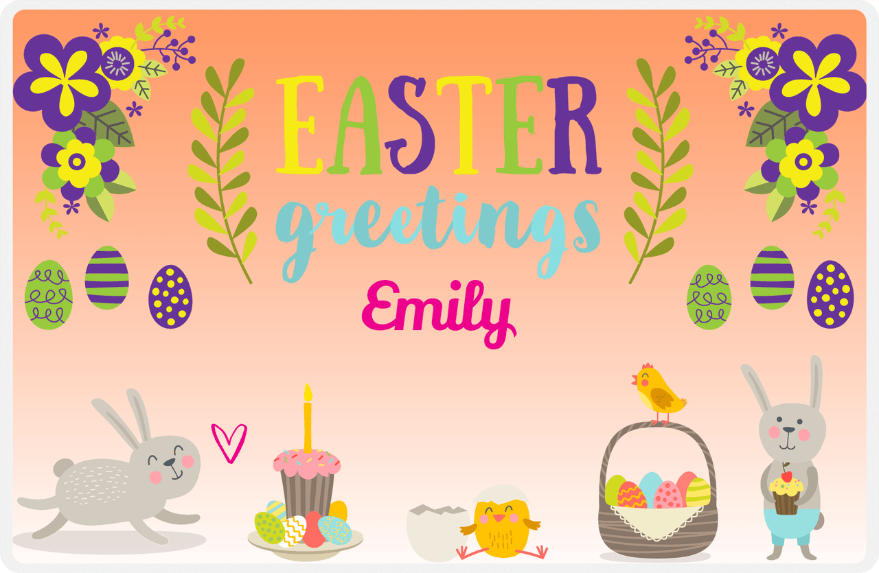 Personalized Easter Placemat X - Easter Greetings - Orange Background -  View
