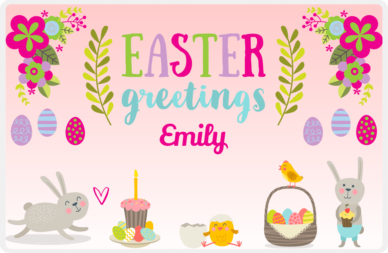 Personalized Easter Placemat X - Easter Greetings - Pink Background -  View