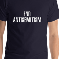 Thumbnail for End Antisemitism T-Shirt - Navy Blue - Shirt Close-Up View