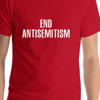 Thumbnail for End Antisemitism T-Shirt - Red - Shirt Close-Up View