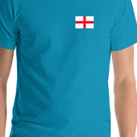 Thumbnail for England Flag T-Shirt - Teal - Shirt Close-Up View