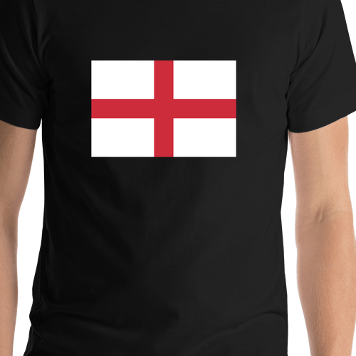 England Flag T-Shirt - Black - Shirt Close-Up View