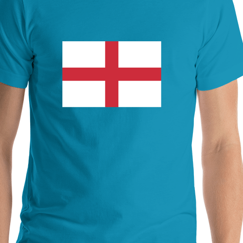 England Flag T-Shirt - Teal - Shirt Close-Up View