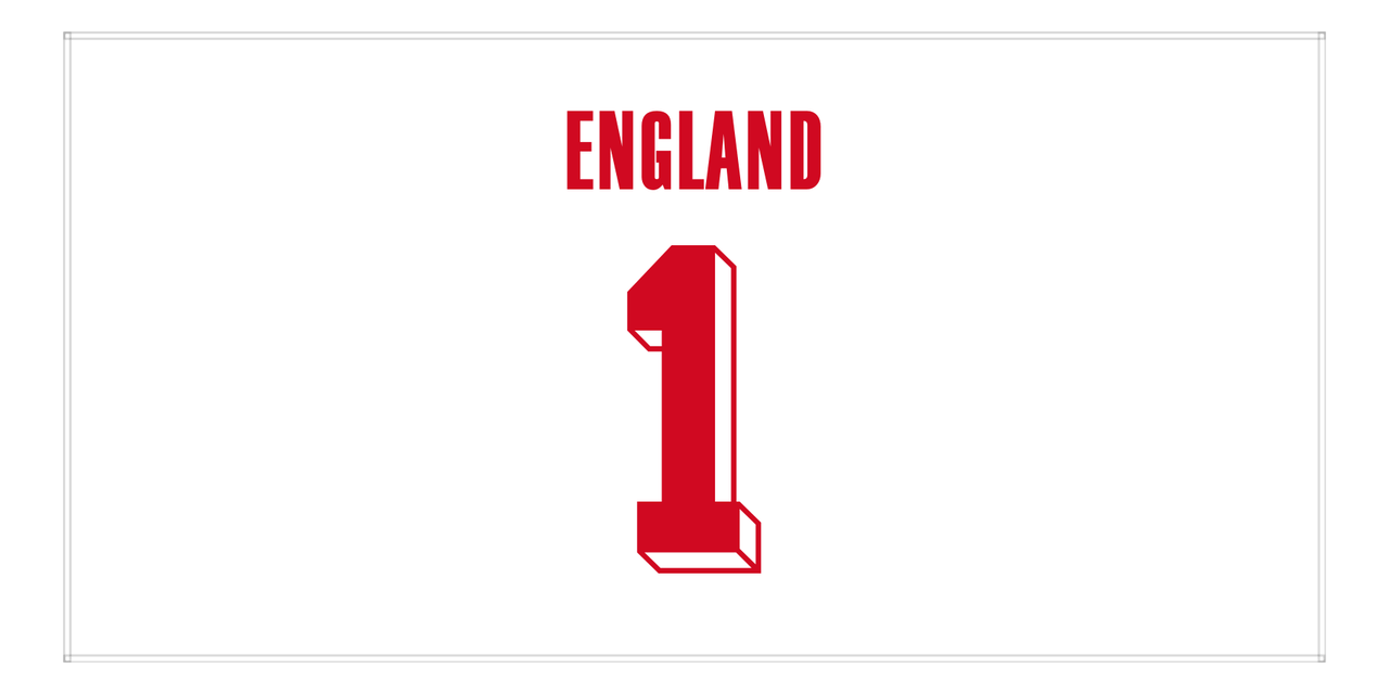 Personalized England Jersey Number Beach Towel - White - Front View