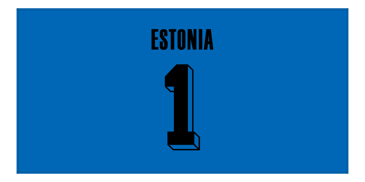 Personalized Estonia Jersey Number Beach Towel - Blue - Front View