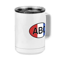Thumbnail for Personalized Euro Oval Coffee Mug Tumbler with Handle (15 oz) - Vertical Stripes - Front Right View