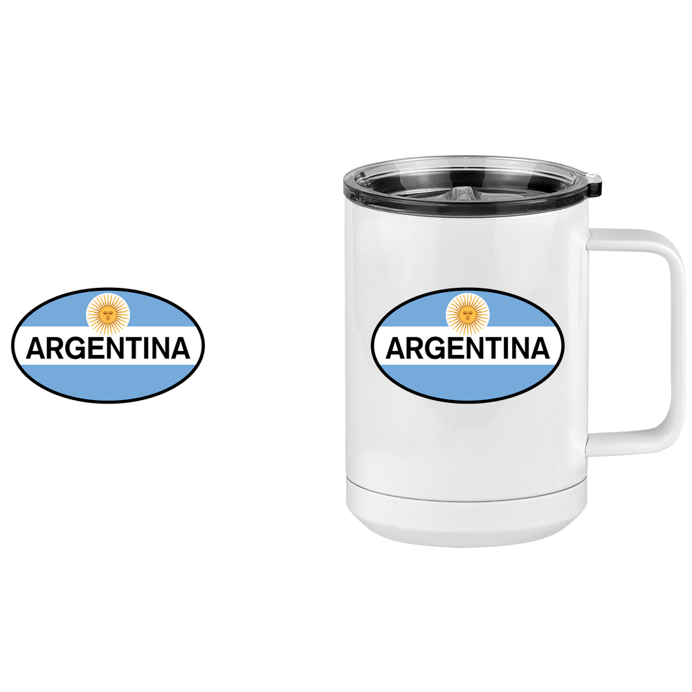 Euro Oval Coffee Mug Tumbler with Handle (15 oz) - Argentina - Design View