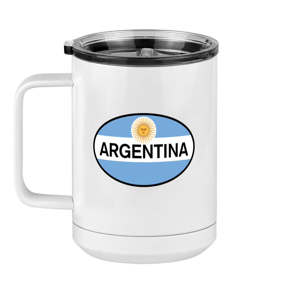 Euro Oval Coffee Mug Tumbler with Handle (15 oz) - Argentina - Left View