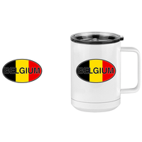 Thumbnail for Euro Oval Coffee Mug Tumbler with Handle (15 oz) - Belgium - Design View