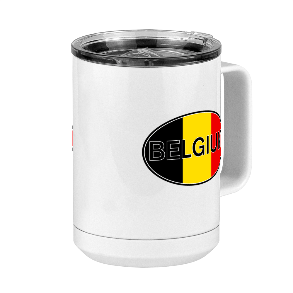 Euro Oval Coffee Mug Tumbler with Handle (15 oz) - Belgium - Front Right View