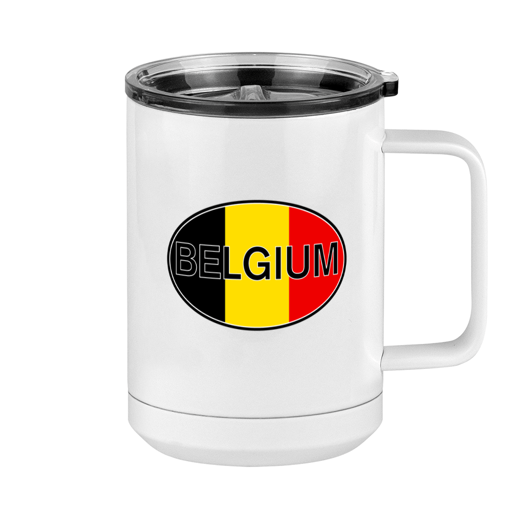 Euro Oval Coffee Mug Tumbler with Handle (15 oz) - Belgium - Right View