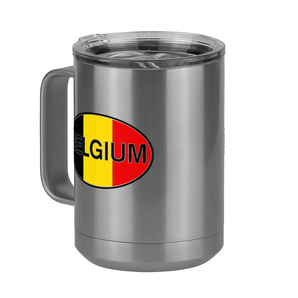 Euro Oval Coffee Mug Tumbler with Handle (15 oz) - Belgium - Front Left View