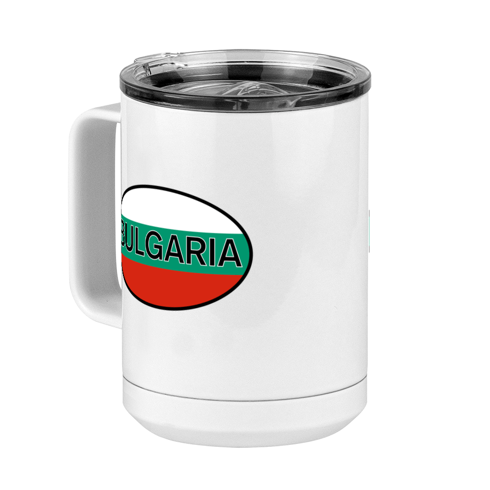 Euro Oval Coffee Mug Tumbler with Handle (15 oz) - Bulgaria - Front Left View