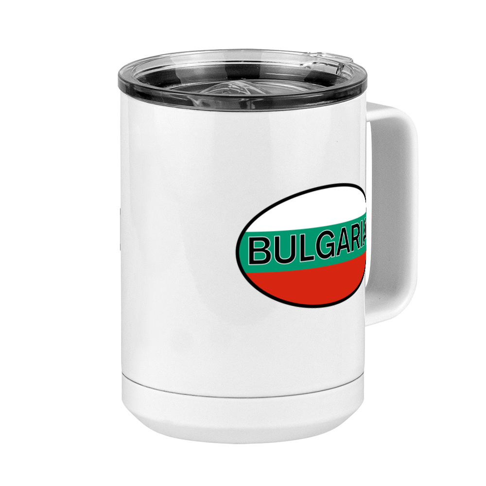 Euro Oval Coffee Mug Tumbler with Handle (15 oz) - Bulgaria - Front Right View
