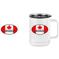Thumbnail for Euro Oval Coffee Mug Tumbler with Handle (15 oz) - Canada - Design View