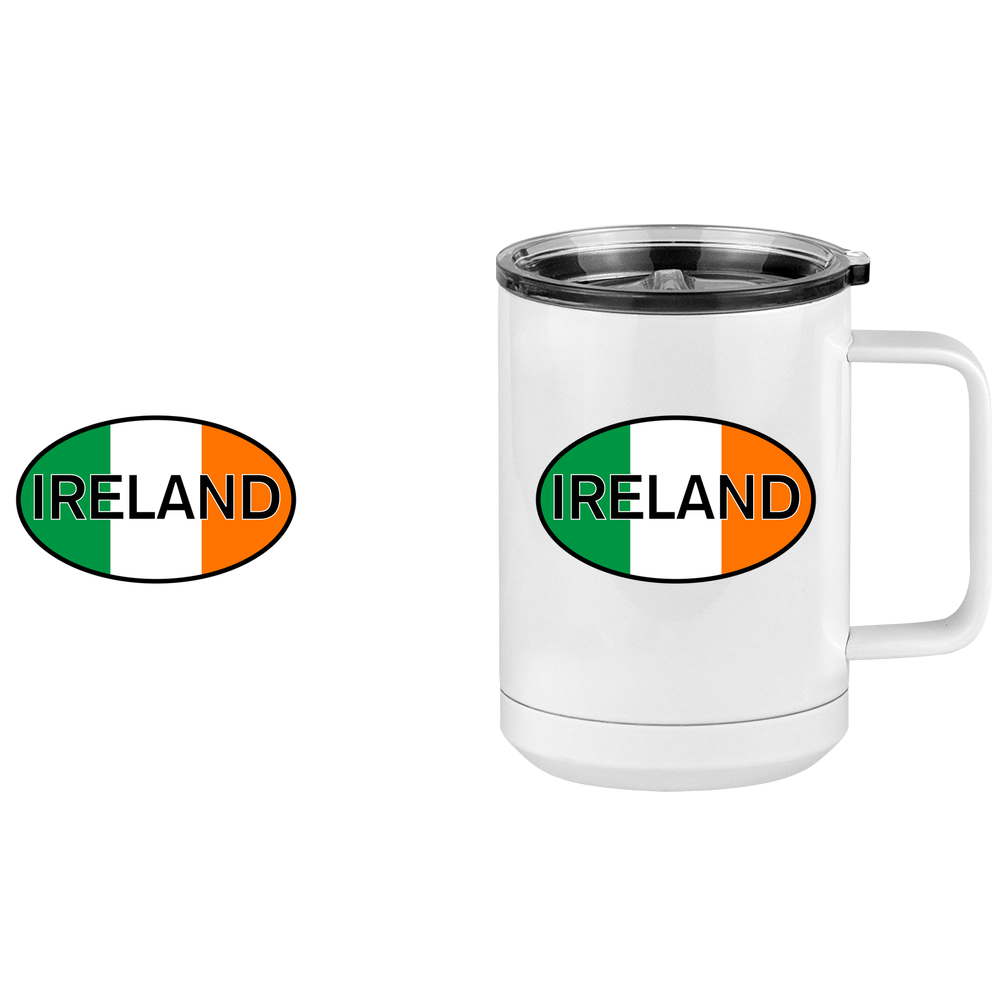 Euro Oval Coffee Mug Tumbler with Handle (15 oz) - Ireland - Design View