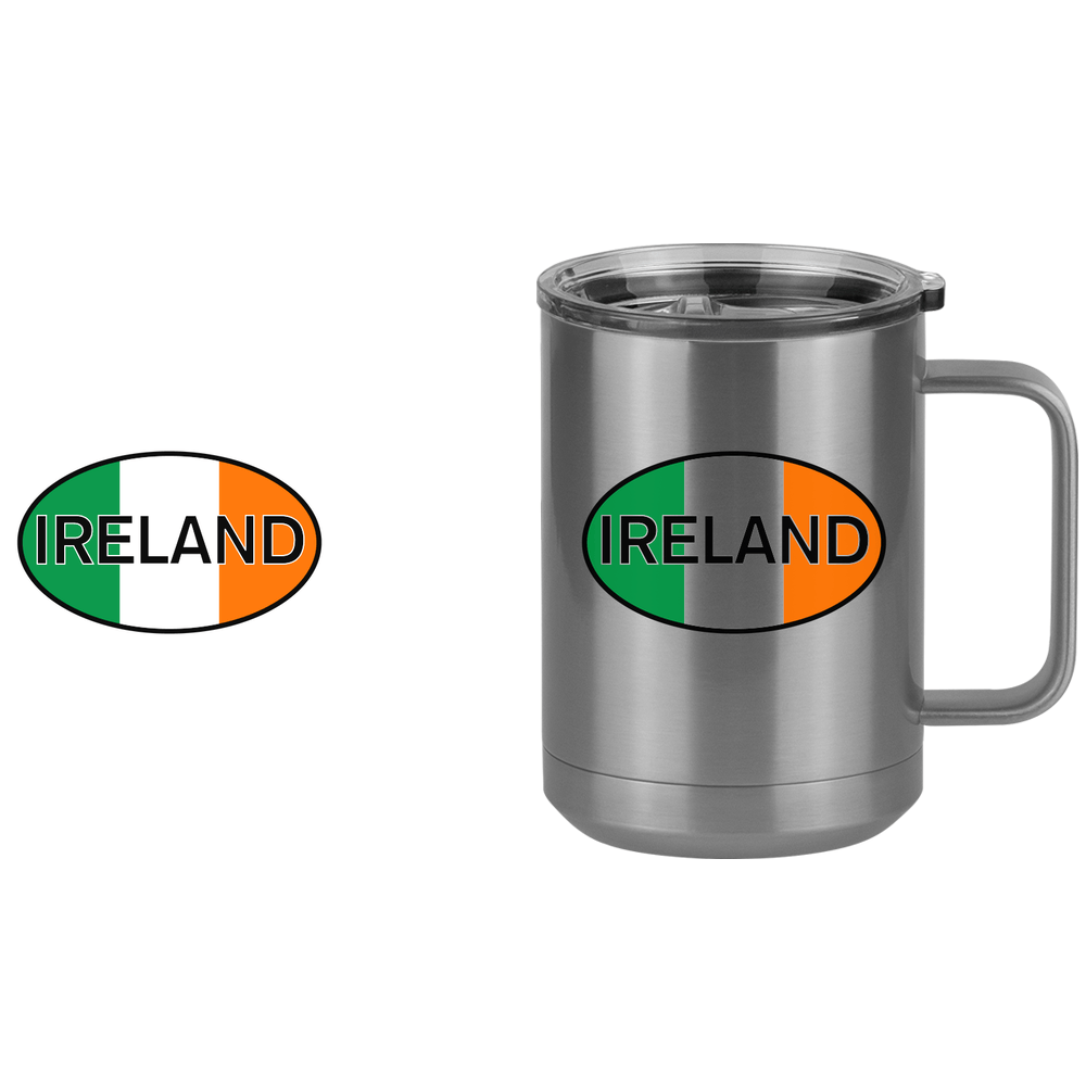 Euro Oval Coffee Mug Tumbler with Handle (15 oz) - Ireland - Design View