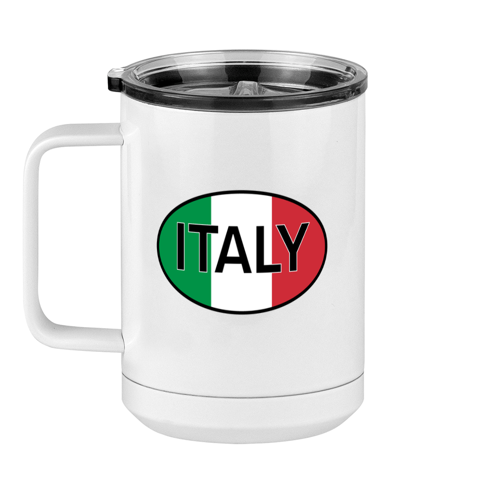 Euro Oval Coffee Mug Tumbler with Handle (15 oz) - Italy - Left View