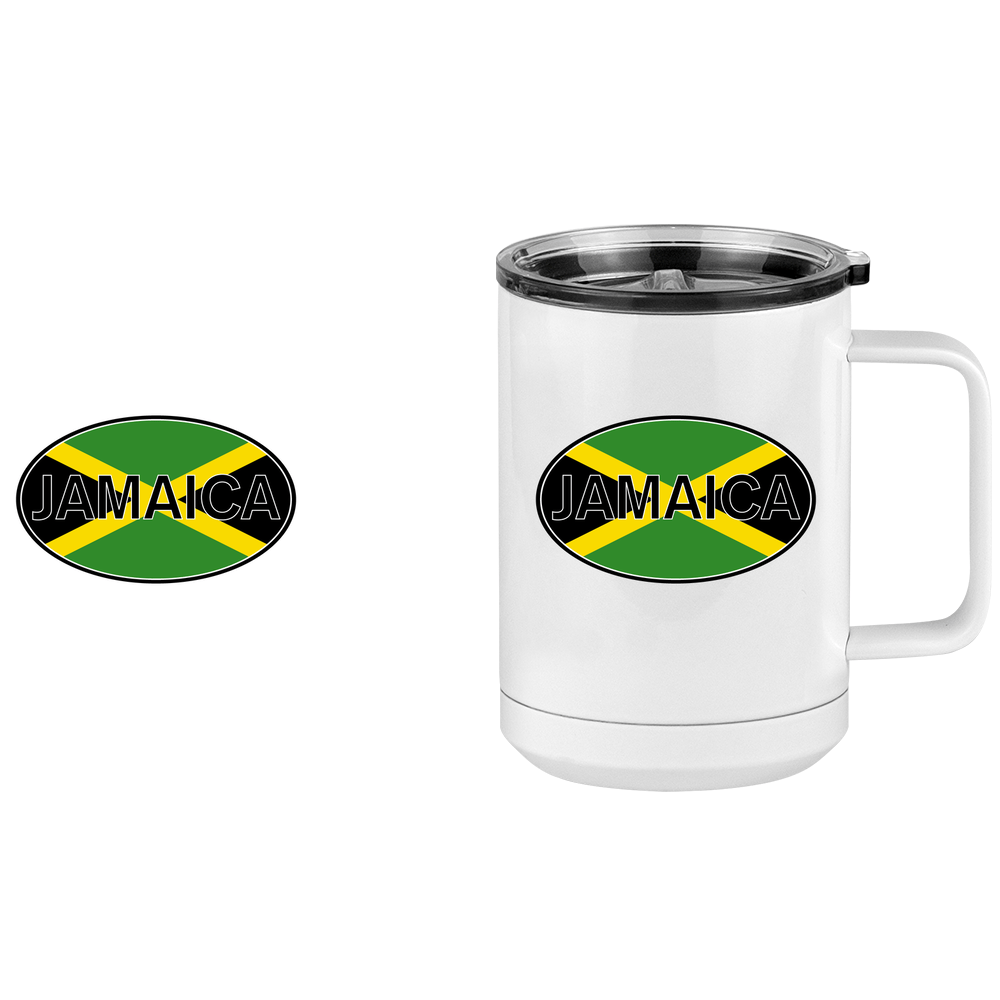 Euro Oval Coffee Mug Tumbler with Handle (15 oz) - Jamaica - Design View