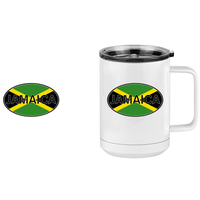 Thumbnail for Euro Oval Coffee Mug Tumbler with Handle (15 oz) - Jamaica - Design View