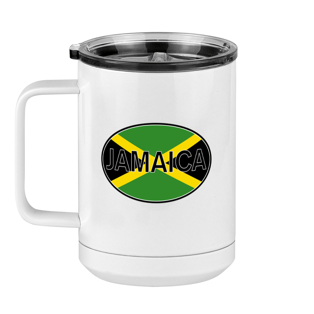 Euro Oval Coffee Mug Tumbler with Handle (15 oz) - Jamaica - Left View