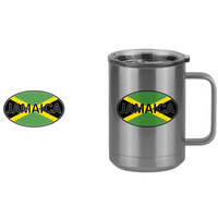 Thumbnail for Euro Oval Coffee Mug Tumbler with Handle (15 oz) - Jamaica - Design View
