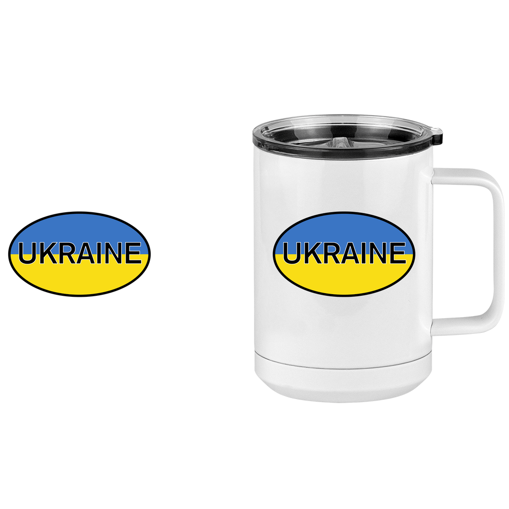 Euro Oval Coffee Mug Tumbler with Handle (15 oz) - Ukraine - Design View