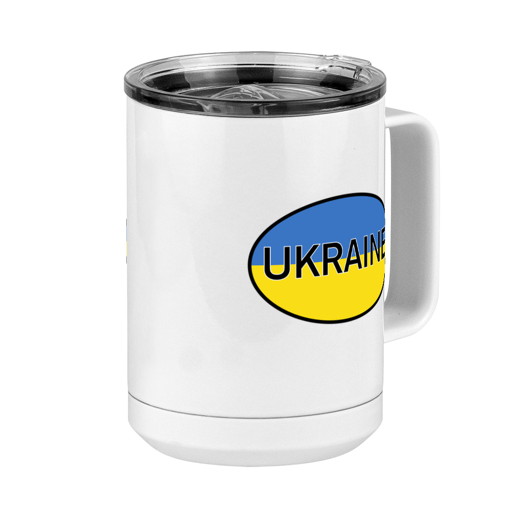 Euro Oval Coffee Mug Tumbler with Handle (15 oz) - Ukraine - Front Right View