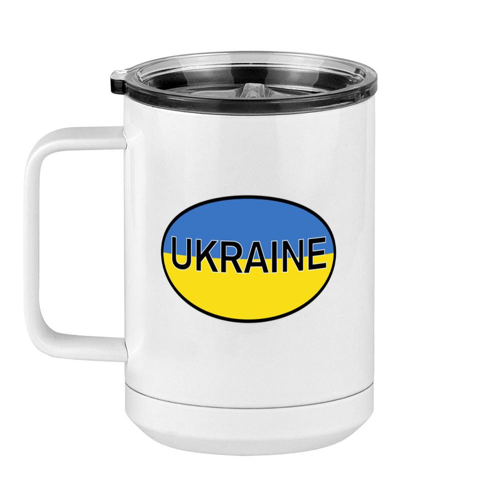 Euro Oval Coffee Mug Tumbler with Handle (15 oz) - Ukraine - Left View