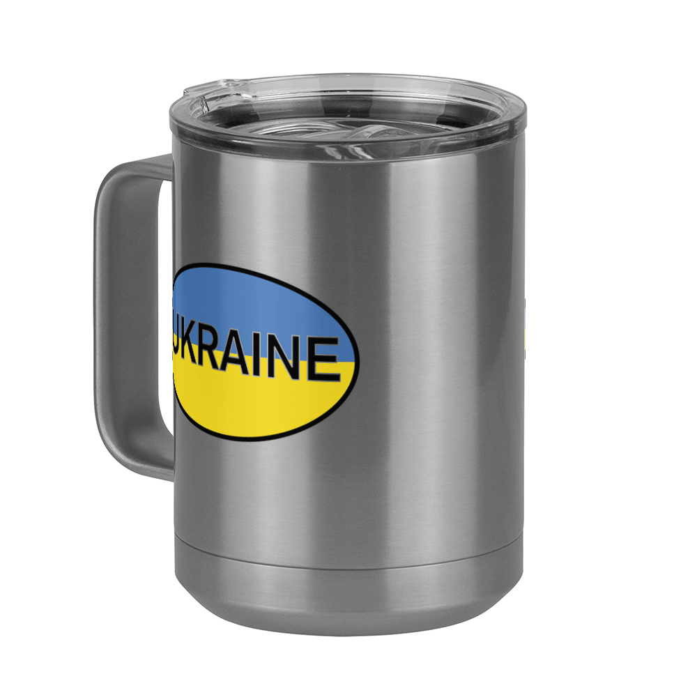 Euro Oval Coffee Mug Tumbler with Handle (15 oz) - Ukraine - Front Left View
