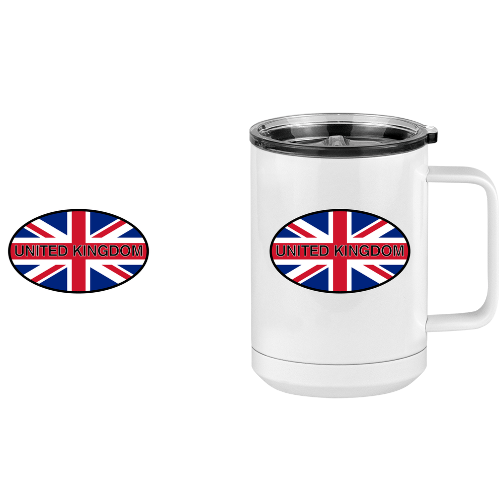 Euro Oval Coffee Mug Tumbler with Handle (15 oz) - United Kingdom - Design View