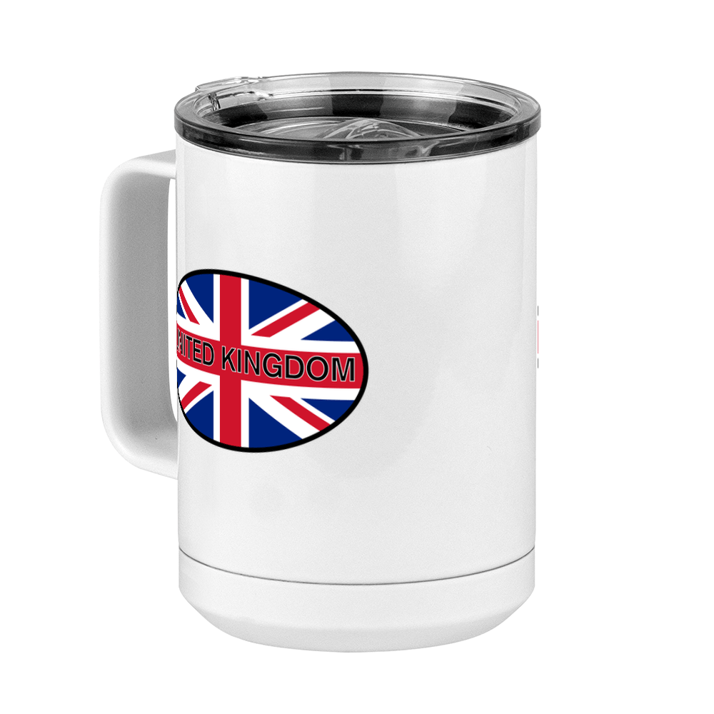 Euro Oval Coffee Mug Tumbler with Handle (15 oz) - United Kingdom - Front Left View