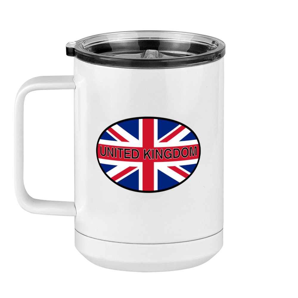 Euro Oval Coffee Mug Tumbler with Handle (15 oz) - United Kingdom - Left View