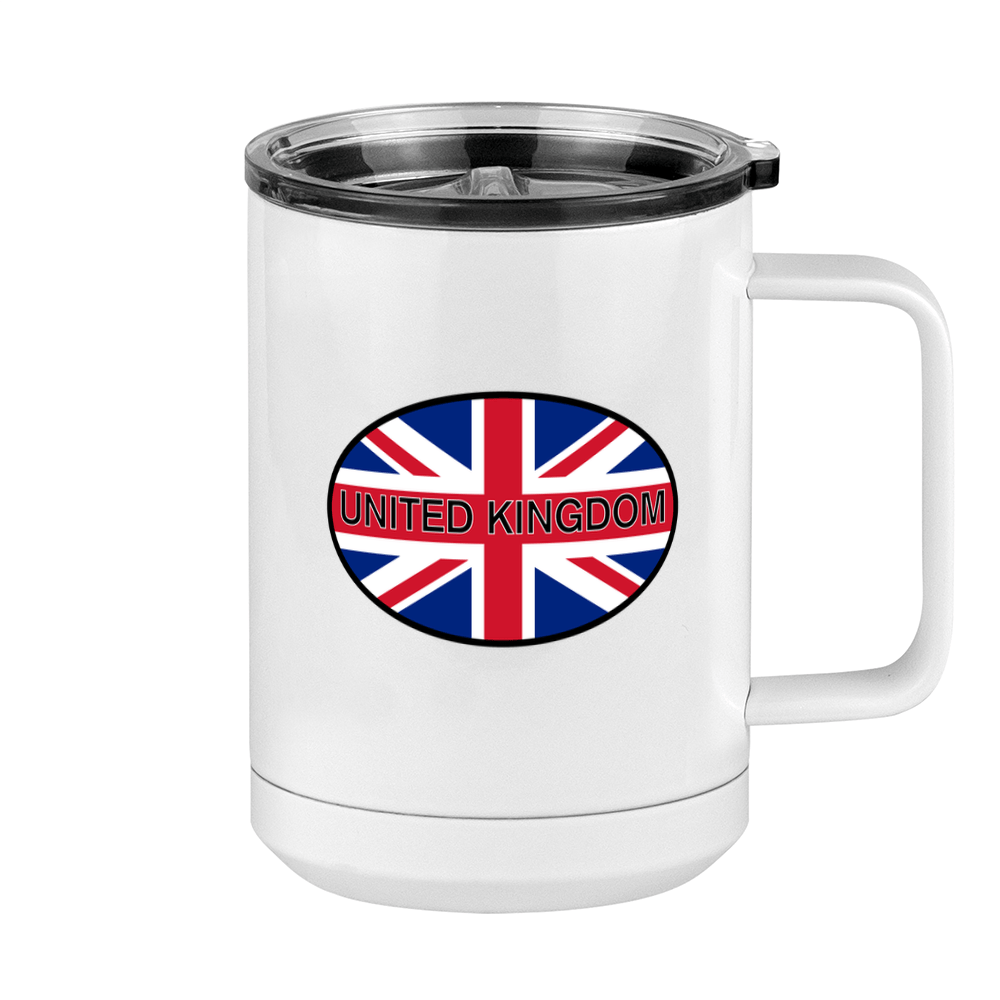 Euro Oval Coffee Mug Tumbler with Handle (15 oz) - United Kingdom - Right View