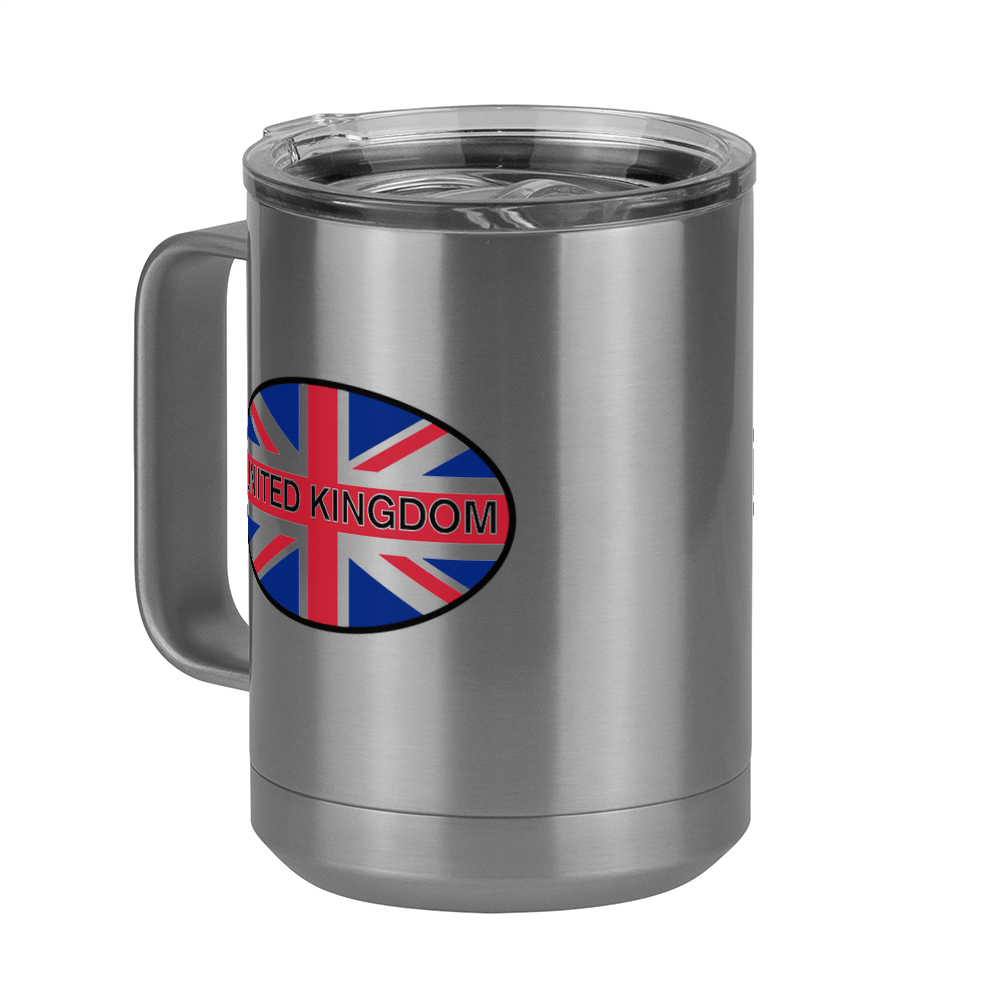 Euro Oval Coffee Mug Tumbler with Handle (15 oz) - United Kingdom - Front Left View