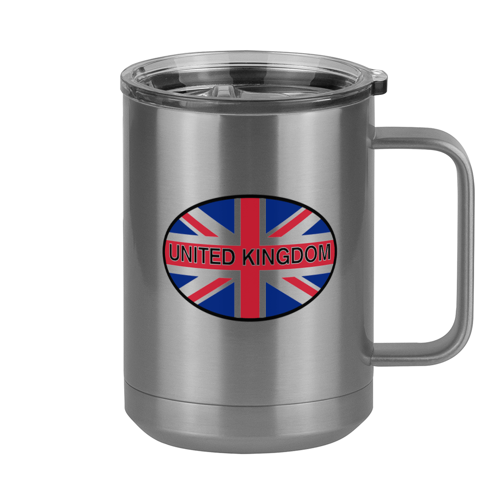 Euro Oval Coffee Mug Tumbler with Handle (15 oz) - United Kingdom - Right View