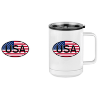 Thumbnail for Euro Oval Coffee Mug Tumbler with Handle (15 oz) - USA - Design View