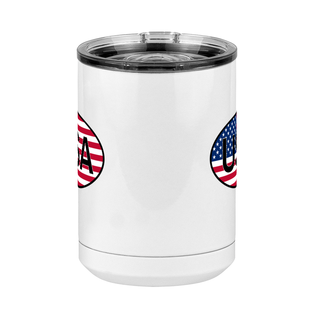 Euro Oval Coffee Mug Tumbler with Handle (15 oz) - USA - Front View