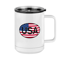 Thumbnail for Euro Oval Coffee Mug Tumbler with Handle (15 oz) - USA - Right View