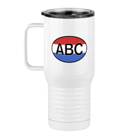 Thumbnail for Personalized Euro Oval Travel Coffee Mug Tumbler with Handle (20 oz) - Horizontal Stripes - Left View