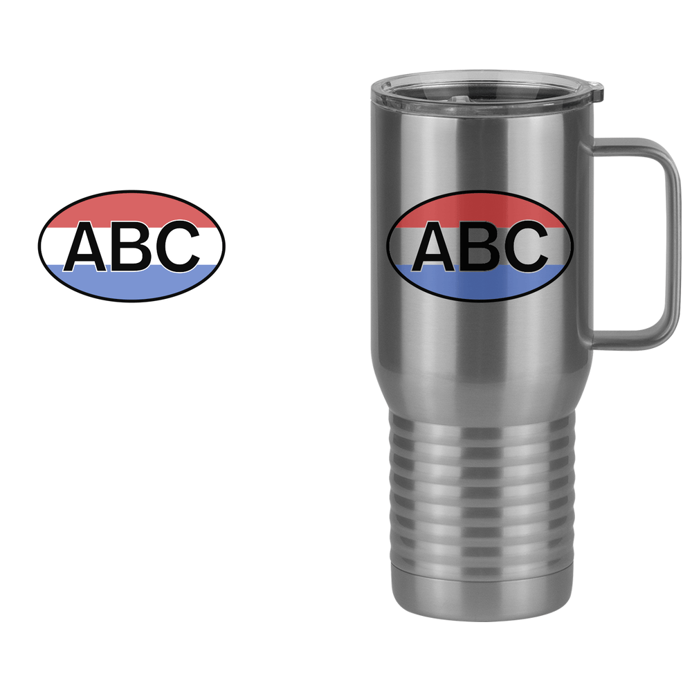 Personalized Euro Oval Travel Coffee Mug Tumbler with Handle (20 oz) - Horizontal Stripes - Design View