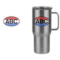 Thumbnail for Personalized Euro Oval Travel Coffee Mug Tumbler with Handle (20 oz) - Horizontal Stripes - Design View