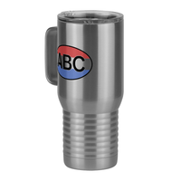Thumbnail for Personalized Euro Oval Travel Coffee Mug Tumbler with Handle (20 oz) - Horizontal Stripes - Front Left View