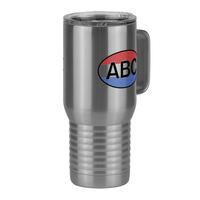 Thumbnail for Personalized Euro Oval Travel Coffee Mug Tumbler with Handle (20 oz) - Horizontal Stripes - Front Right View