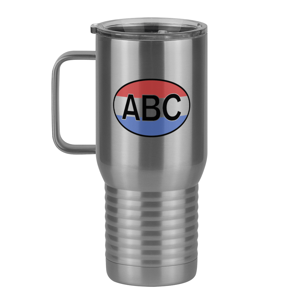 Personalized Euro Oval Travel Coffee Mug Tumbler with Handle (20 oz) - Horizontal Stripes - Left View
