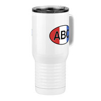 Thumbnail for Personalized Euro Oval Travel Coffee Mug Tumbler with Handle (20 oz) - Vertical Stripes - Front Right View